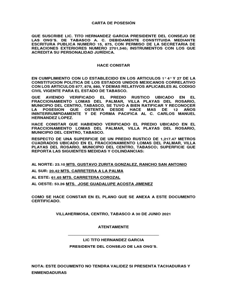 ¿Qué es la Entrega de Posesión Legal?
